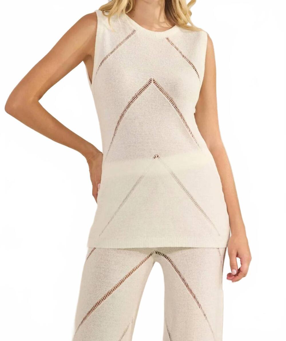 NEW GREYLIN chevron sleeveless knit top in white